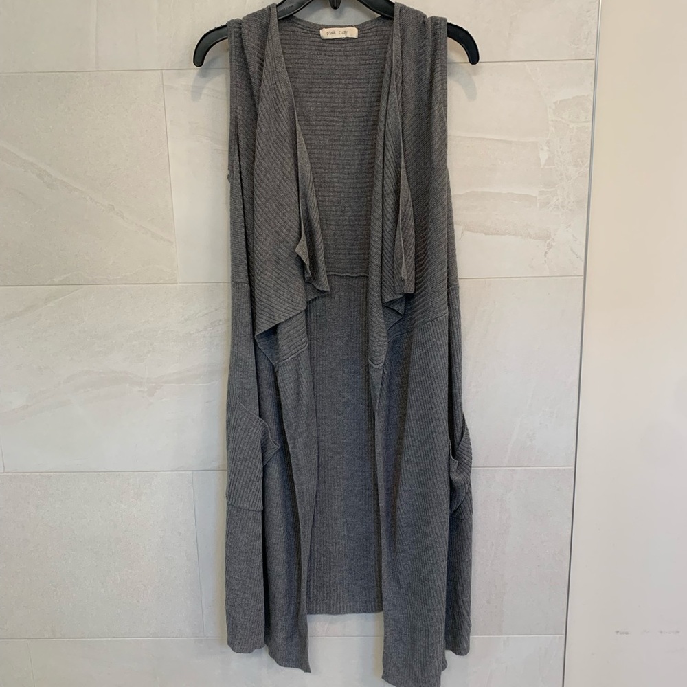 Pink Rose grey duster cardigan, size small,